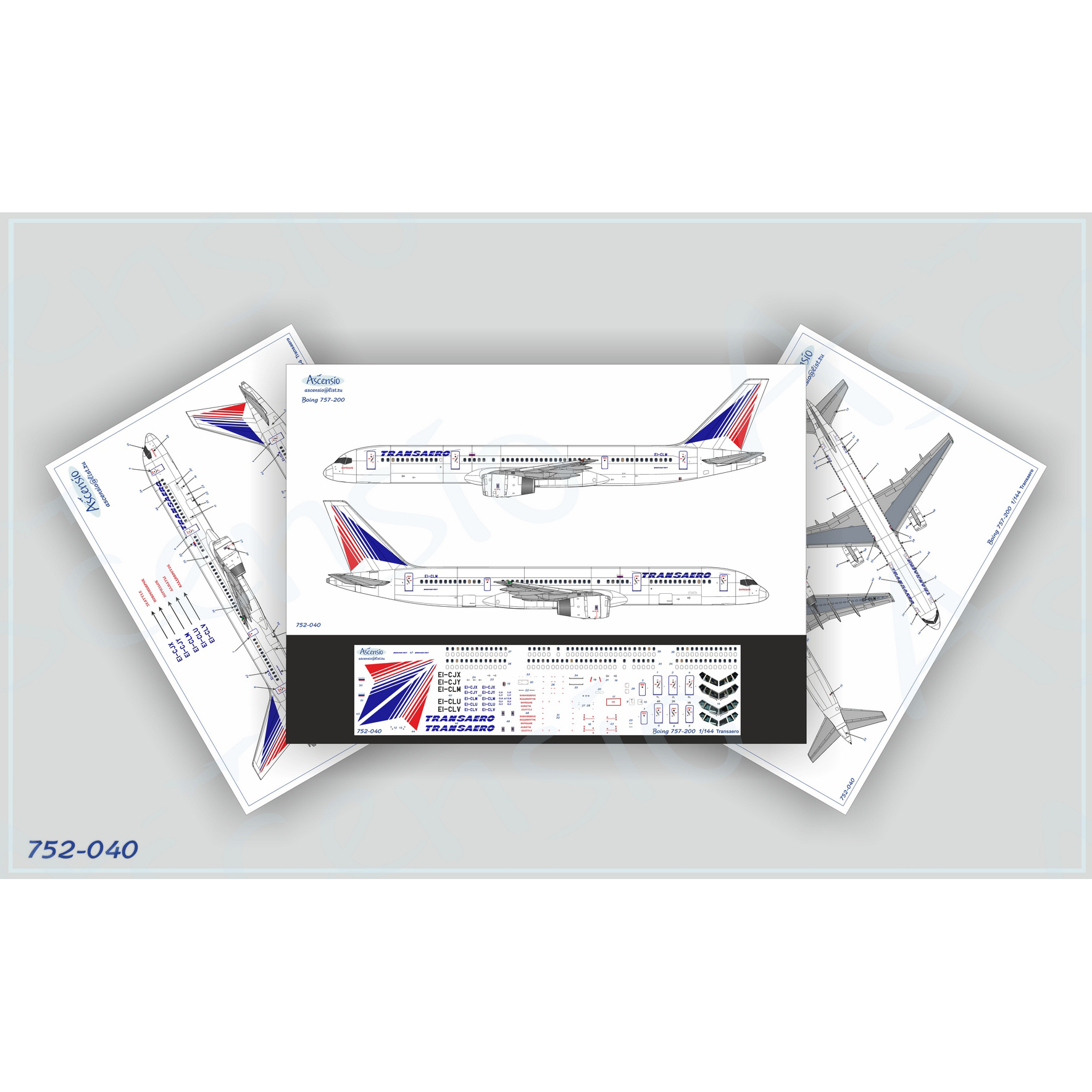 1:144 Декаль для 757-200 Трансаэро - 752-040