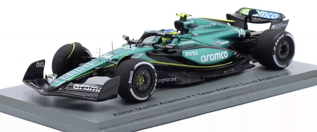 1:43 ASTON MARTIN F1 Amr24 Team Aramco Cognizant №14 5th Saudi Arabia Gp (2024) Fernando Alonso, Green Black - S9529