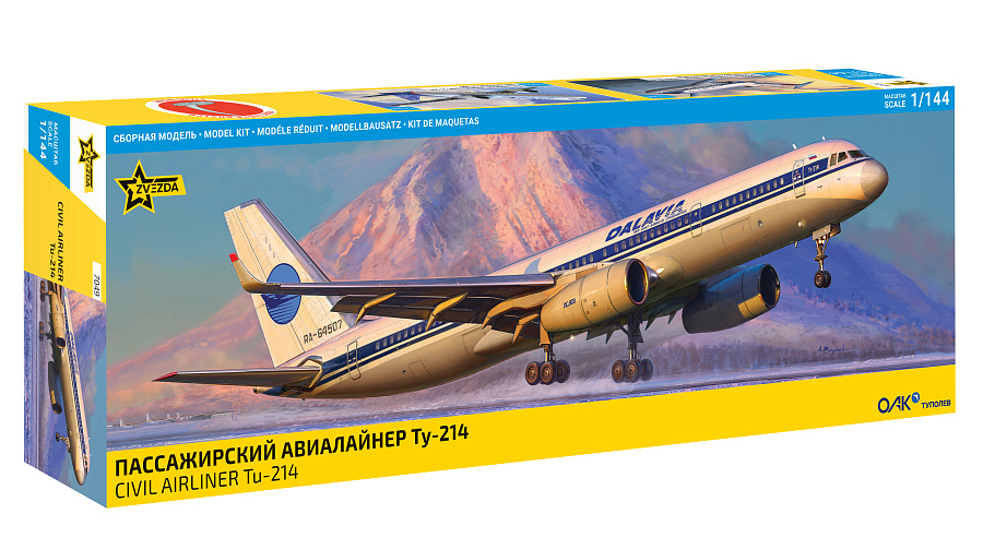 1:144 Сборная модель Пассажирский авиалайнер Ту-214 - 7049