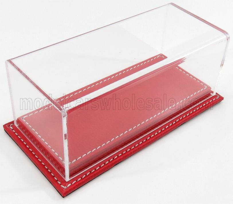 1:43 VETRINA DISPLAY BOX Molhouse Base In Pelle Rossa - Leather Base Red - Lungh.lenght Cm 17 X Largh.width Cm 8 X Alt.height Cm 7 (altezza Interna 5.2 Cm ), Plastic Display - ATL10084
