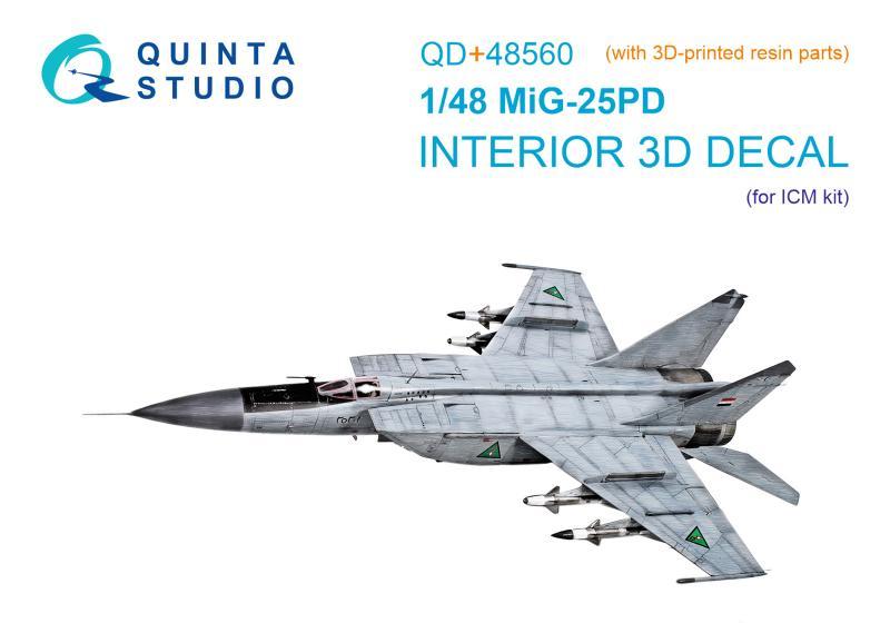 1:48 3D Декаль интерьера кабины МиГ-25ПД (ICM) (с 3D-печатными деталями) - QD+48560