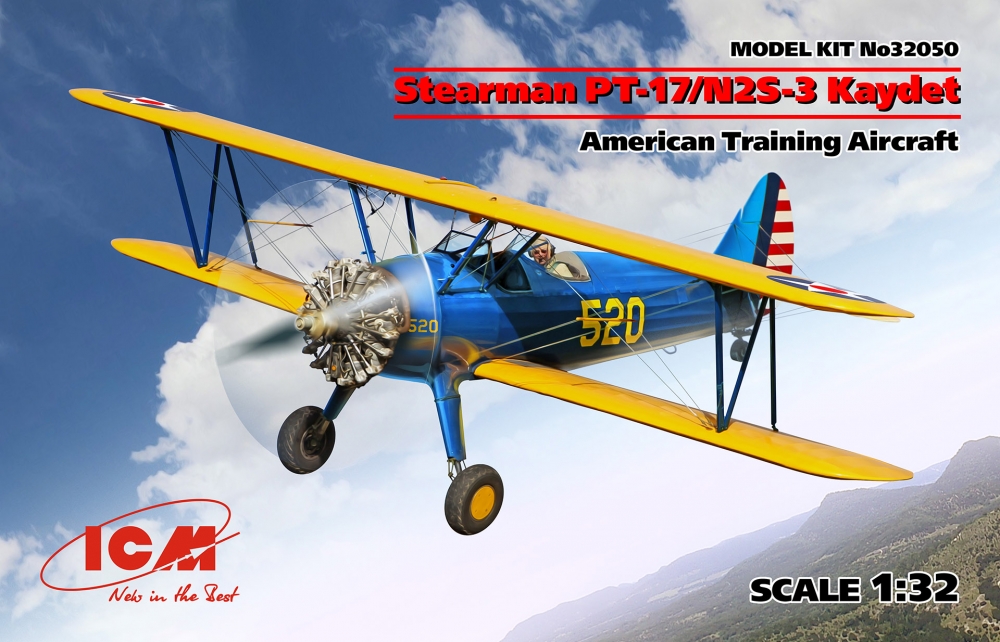 1:32 Сборная модель Stearman PT-17/N2S-3 Kaydet , Американский учебный самолет - 32050