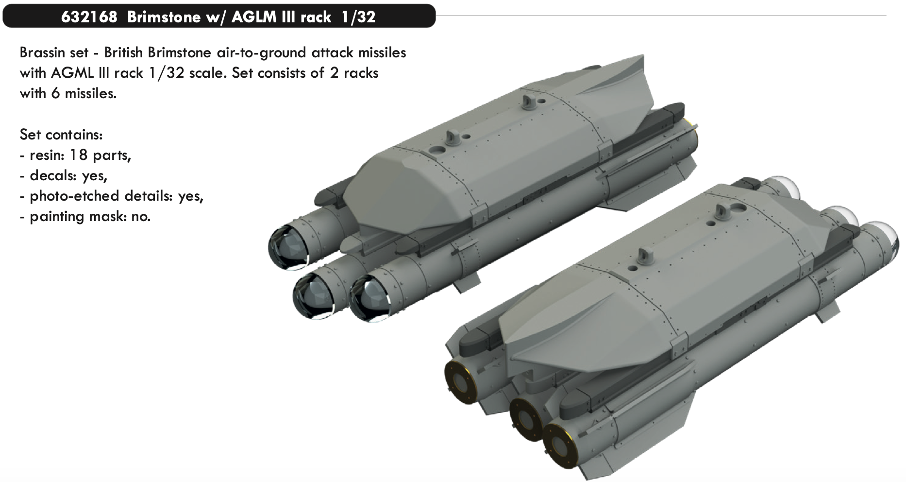 1:32 Современная британская ракета класса «воздух-земля» Brimstone с AGLM III rack - 632168