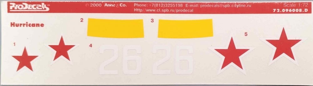 1:72 Набор декалей для самолета Hurricane - PRD021