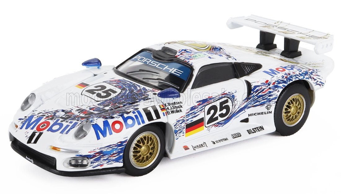1:43 PORSCHE 911 Gt1 3.2l Turbo Team Porsche Ag Mobil1 №25 2nd 24h Le Mans (1996) Thierry Boutsen - Hans Joachim Stuck - Bob Wollek, White Blue - ABPOR935