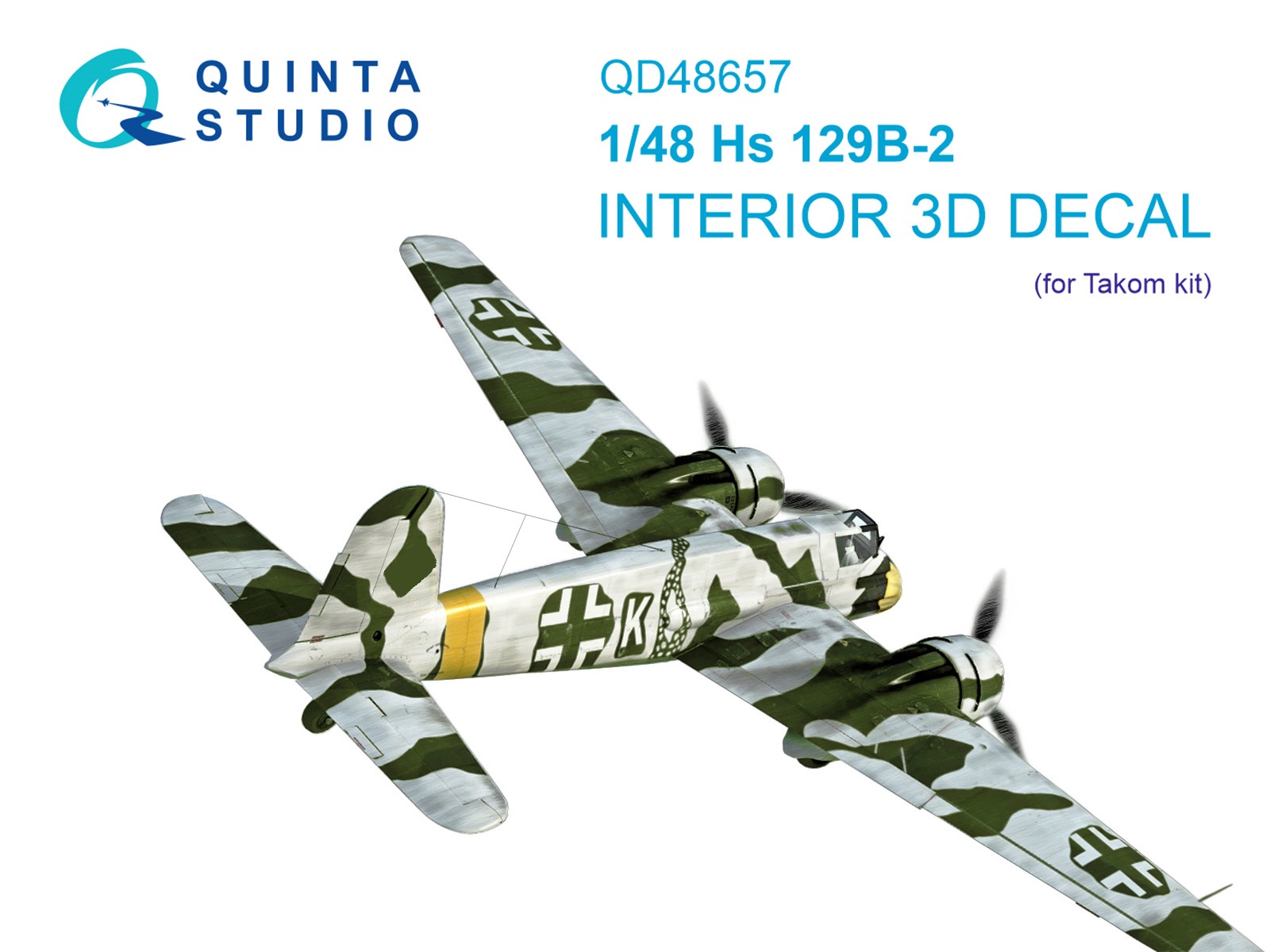 1:48 3D Декаль интерьера кабины Hs 129B-2 (Takom) - QD48657