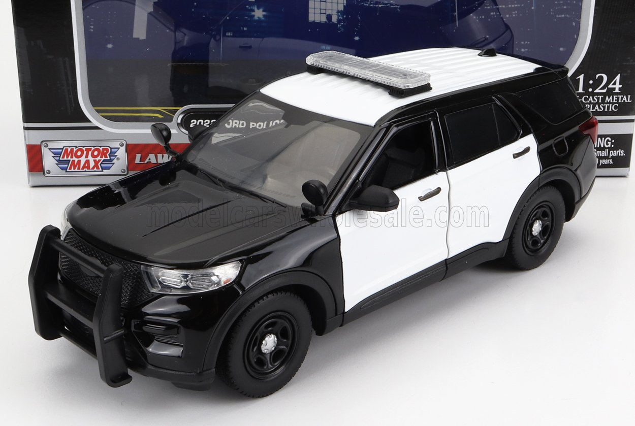 1:24 FORD Utility Police Interceptor With Light Bar And Push Bumper (2022), black white - 76988BKW