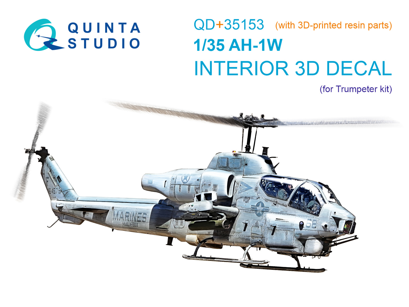 1:35 3D Декаль интерьера кабины AH-1W (Trumpeter) (с 3D-печатными деталями) - QD+35153