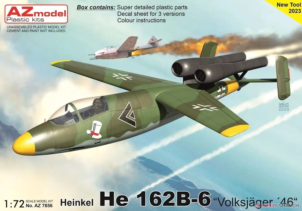 1:72 Сборная модель Heinkel He 162B-6 'Volksjäger 46' - AZ7856