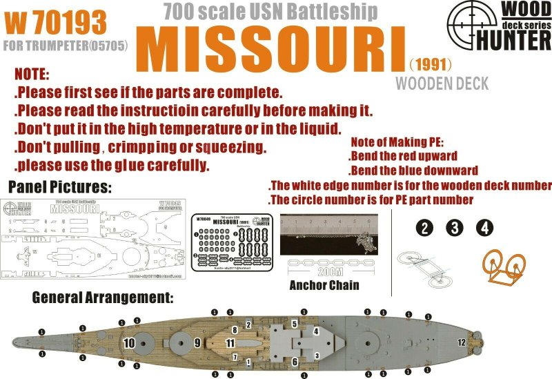 1:700 Набор деталей USS MISSOURI BB-63 - W70193