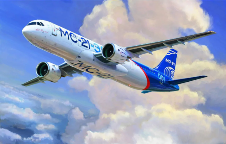 1:144 Сборная модель Пассажирский авиалайнер MC-21-300 - 7033