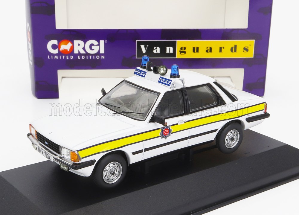 1:43 FORD Cortina Mkv 2000 Essex Police (1981), White Yellow - VA15003
