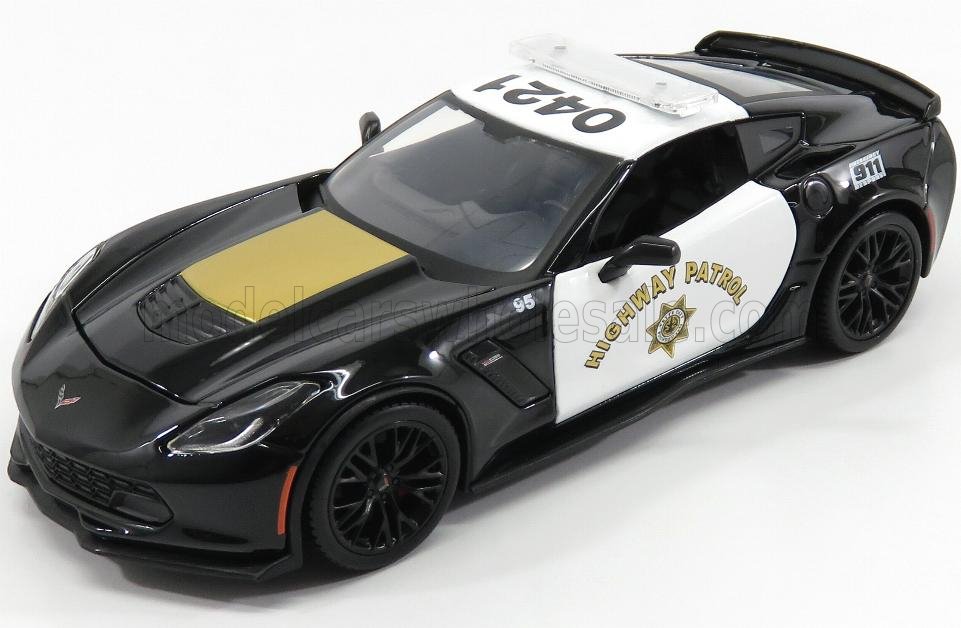 1:24 CHEVROLET Corvette Z06 C7 Coupe Highway Patrol Police (2015), Black White Gold - 32516POL