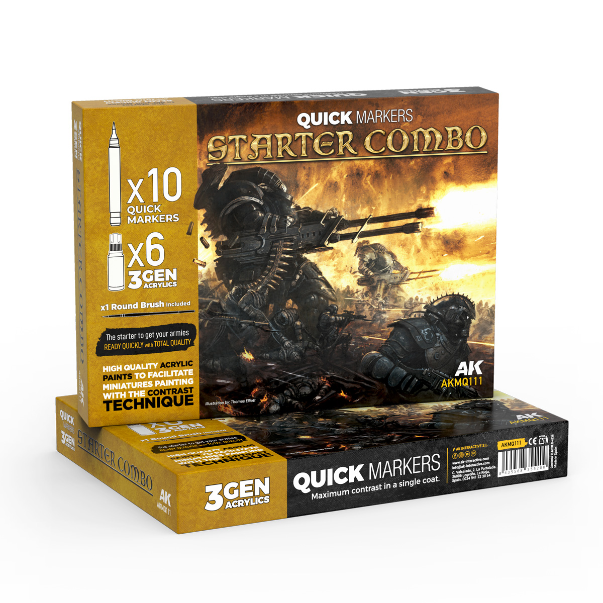 Набор Starter Combo - Маркеры Quick Marker + краски 3gen + кисть - AKMQ111