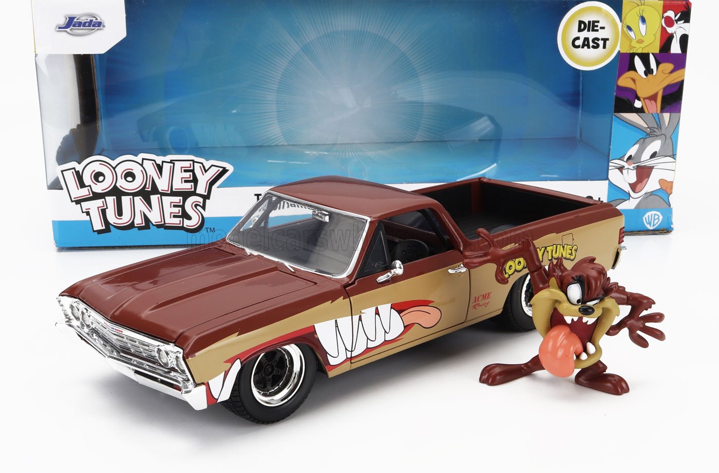 1:24 CHEVROLET El Camino Pick-up With Tanzmanian Devil Figure Looney Tunes (1967), 2 Tone Brown - 253255072-35130