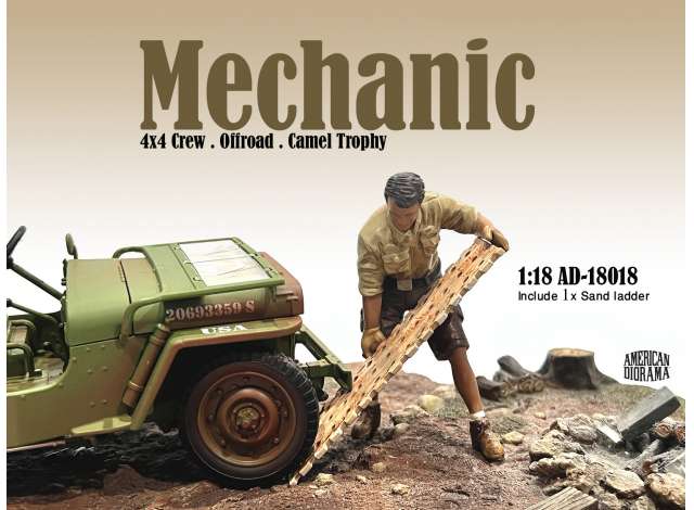 1:18 FIGURES MECCANICO - MAN MECHANIC CREW 4x4 OFFROAD CAMEL TROPHY 8, BEIGE BROWN - 18018