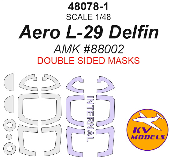 1:48 Окрасочная маска для Aero L-29 Delfin - Двусторонние маски + маски на диски и колеса - 48078-1