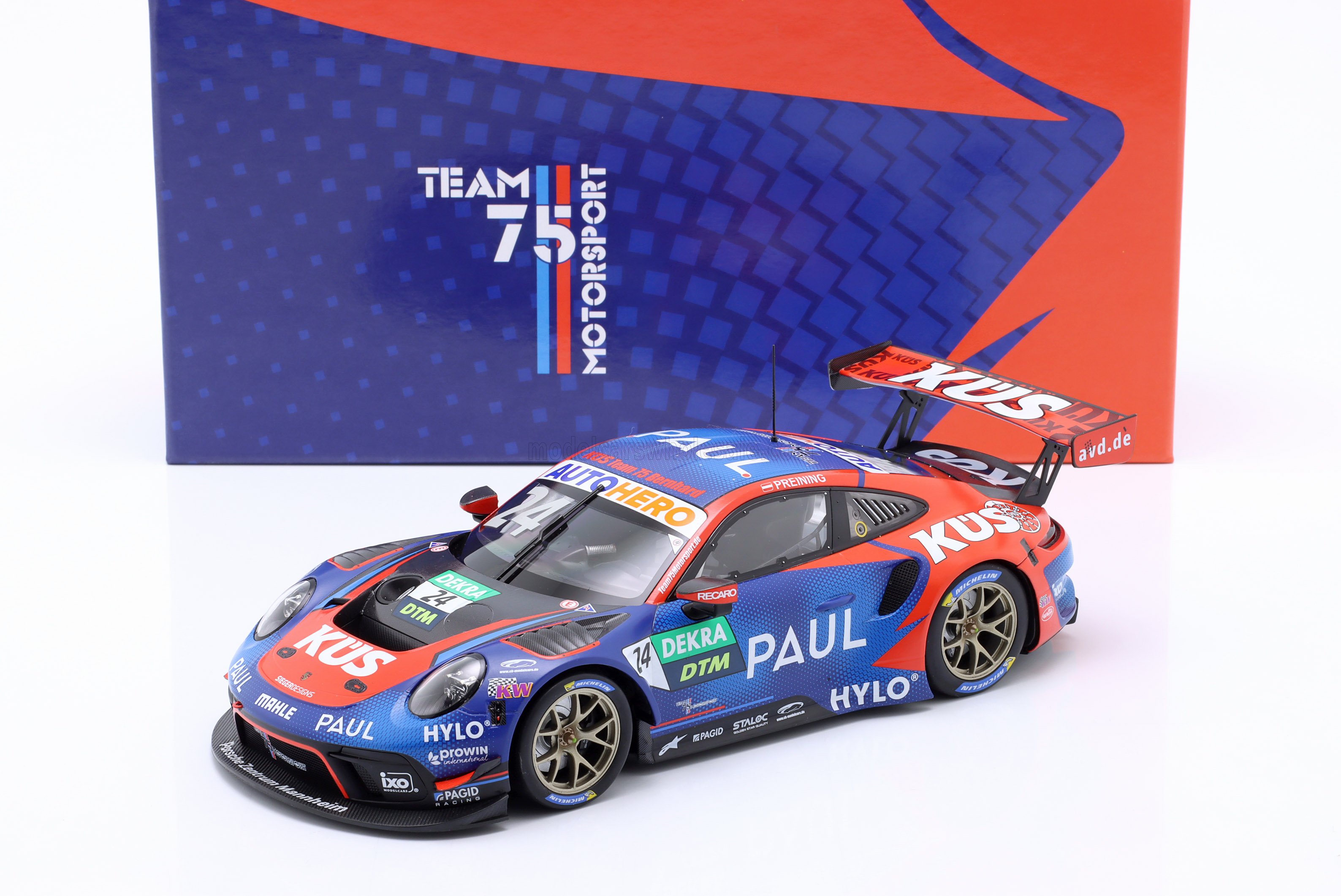 1:18 PORSCHE 911 992 Gt3 R Team75 Bernhard N 24 Winner Norisring Dtm (2022) Thomas Preining, Blue Red - 153226024