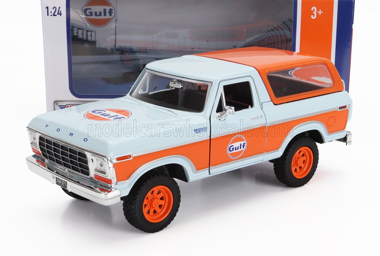 1:24 FORD Bronco Gulf (1978), Light Blue Orange - 79662