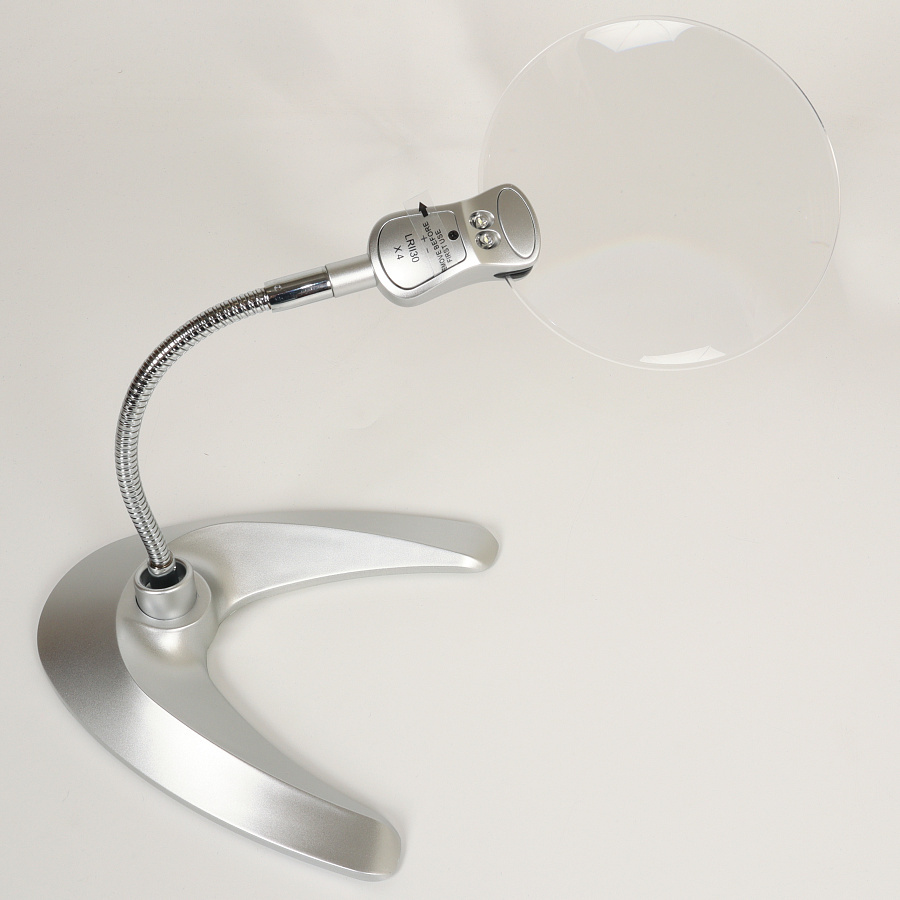 Лупа 4-кратная с подсветкой (на подставке) - MW-2141-B