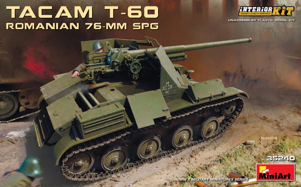 1:35 Сборная модель Румынская 76-мм САУ “TACAM” T-60 с интерьером - 35240