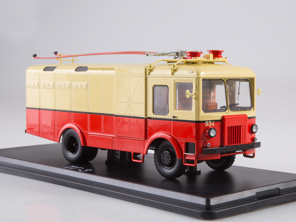 1:43 Грузовой троллейбус ТГ-3, красный / бежевый - SSM4048
