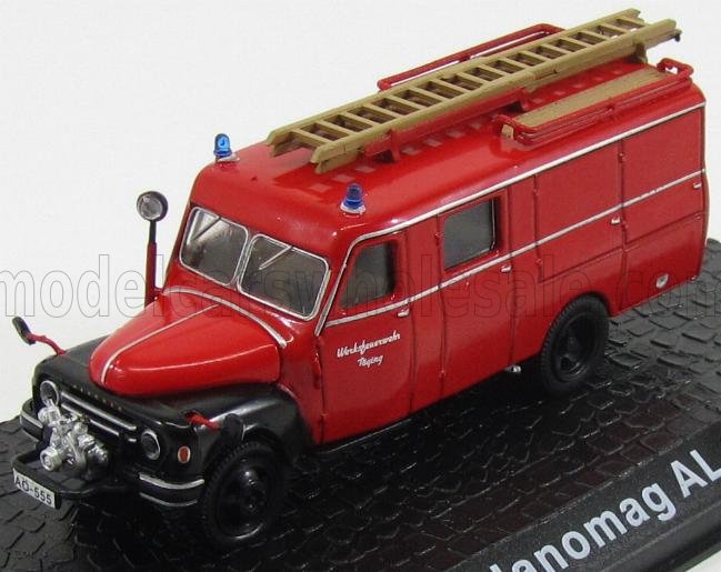 1:72 HANOMAG Lf8 Al 28 Truck Werksfeuerwehr Toging Fire Engine (1958), Red Black - DEAFEUER001