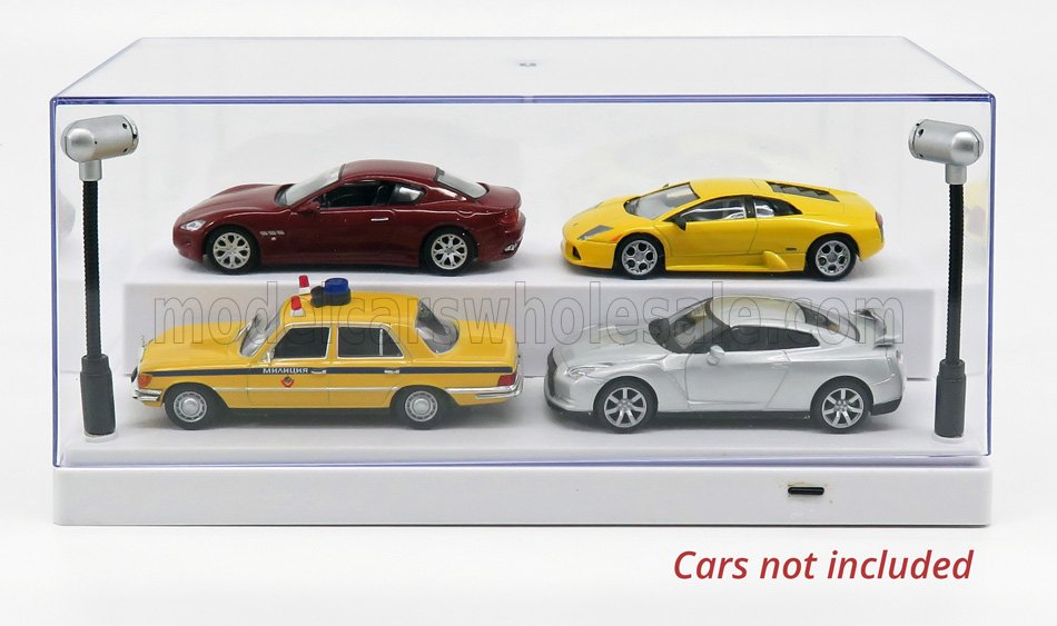 1:43 VETRINA DISPLAY BOX Lungh.lenght Cm 27 X Largh.width Cm 12.6 X Alt.height Cm 11.3 (altezza Interna Cm 9.6) - Luci Funzionanti - With Led, Plastic Display - T9-4399052-W