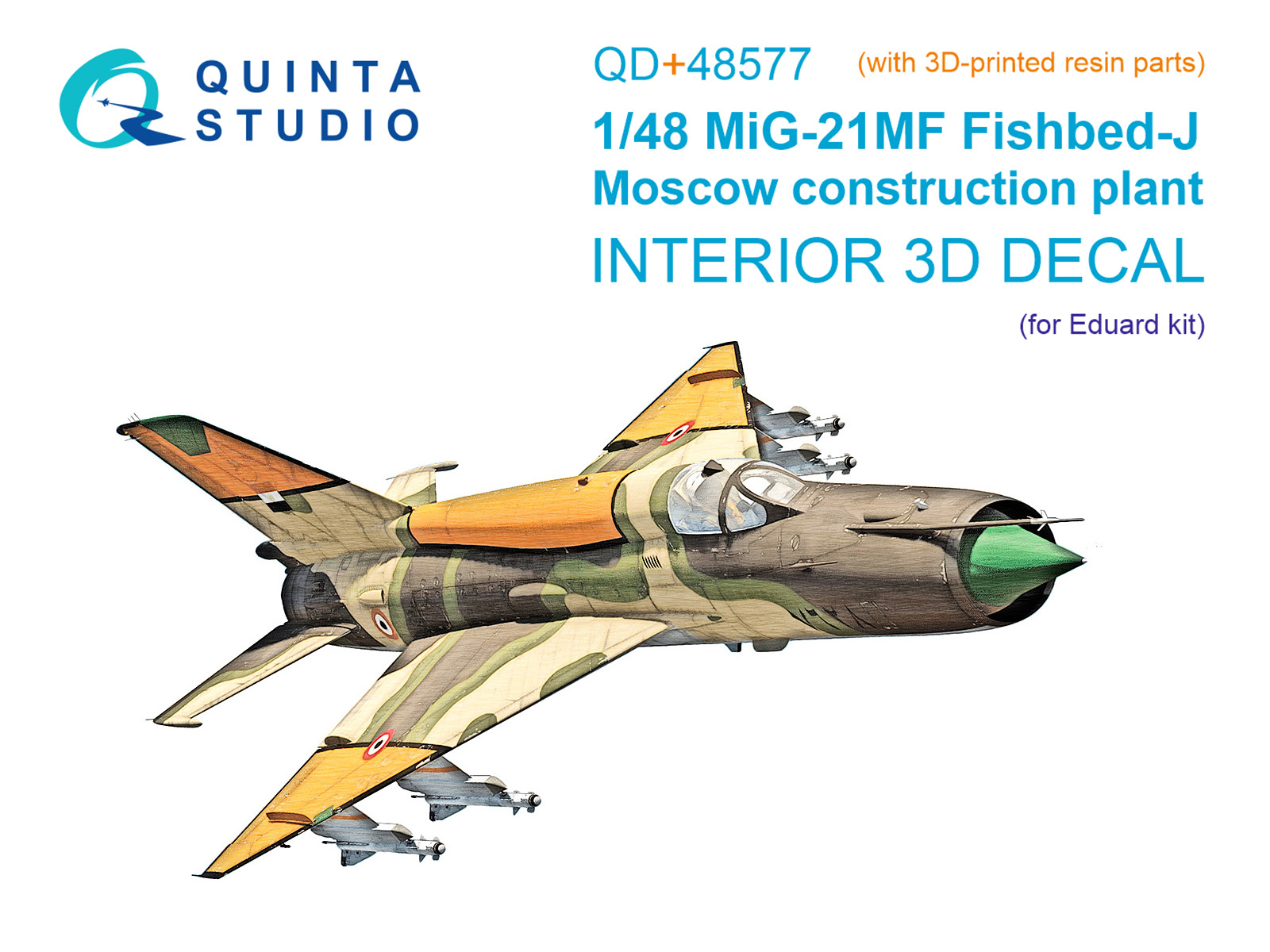 1:48 3D Декаль интерьера кабины МиГ-21МФ (Московского завода) (Eduard) (с 3D-печатными деталями) - QD+48577