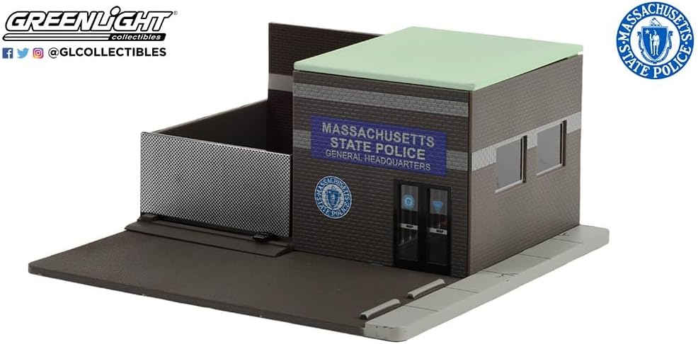 1:64 ACCESSORIES Set Officina Garage Mechanic's Corner Pursuit Central Command Massachusetts Highway Patrol Station, Brown Green - 57101