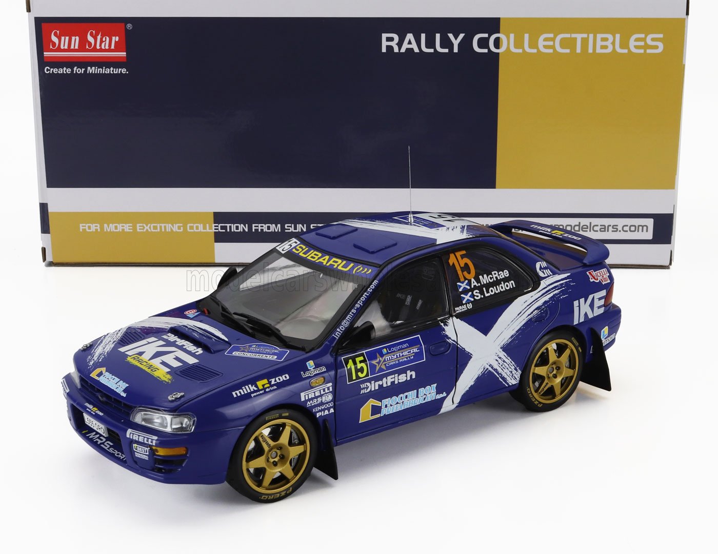 1:18 SUBARU Impreza 555 №15 Rally Mythical Cars (2023) Alister Mcrae - Stuart Loudon Logiman, Blue White - 5529