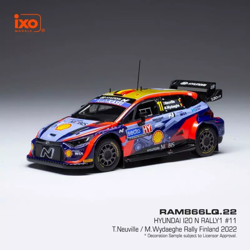 1:43 HYUNDAI I20 Coupe Wrc Mobis N11 Rally Finland (2022) T.Neuville - M.Wydaeghe, 2 Tone Blue Red - RAM866