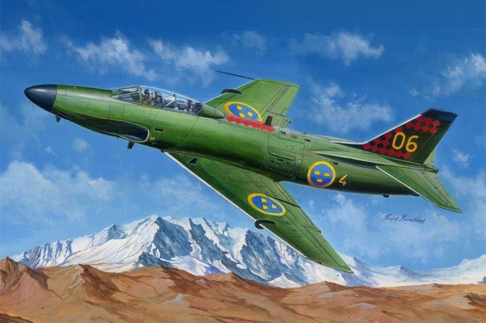 1:48 Сборная модель Самолет SAAB J-32B/E Lansen - 81752