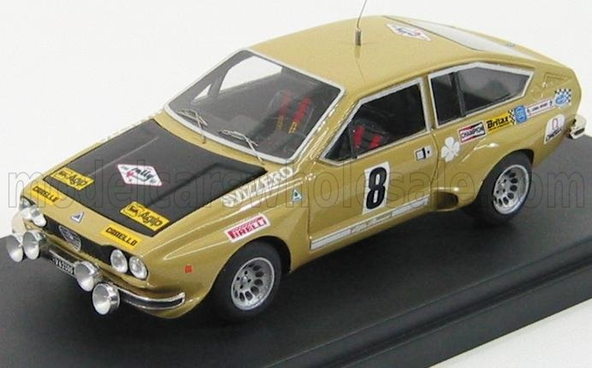 1:18 ALFA ROMEO Alfetta Gt Gr.2 (night Version) №8 4th Rally Quattro Regioni (1975) Francesco Svizzero - Gianfranco Masetto, Giallo Piper Yellow Black - LS087C