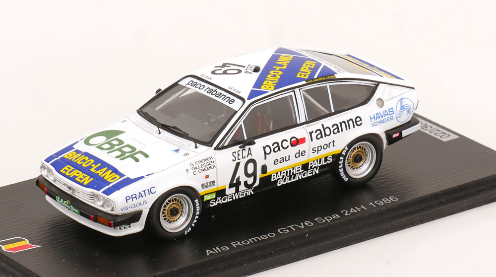 1:43 ALFA ROMEO GTV6 No 49 24h Spa, Gillessen/Cremer/Cremer (1986) - SB428
