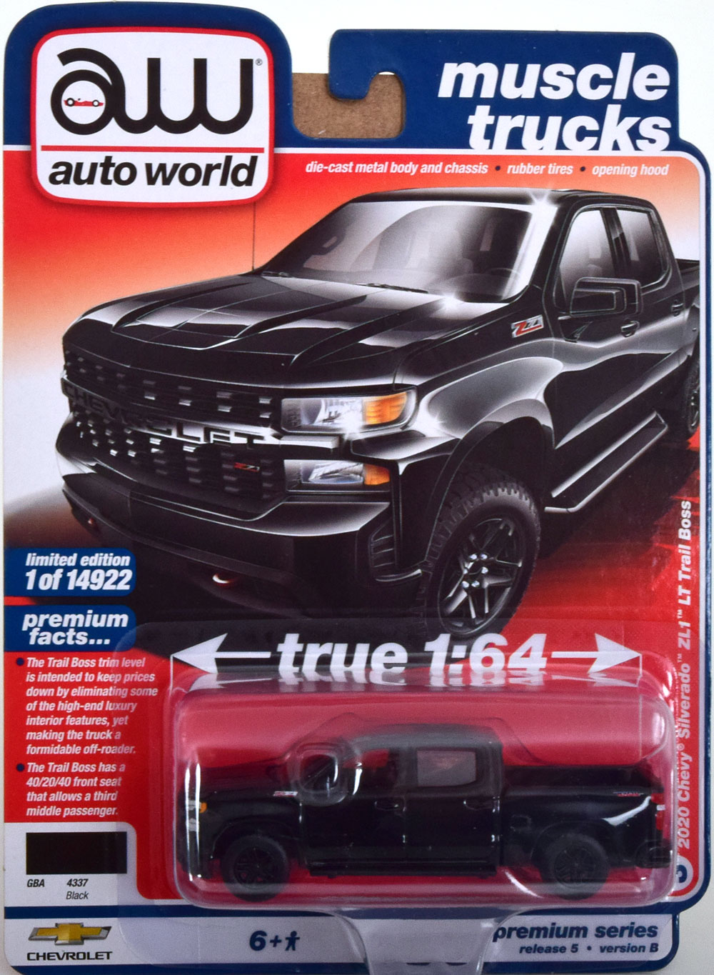 1:64 CHEVROLET Silverado ZL1, LT Trail Boss (2020), black - 97815