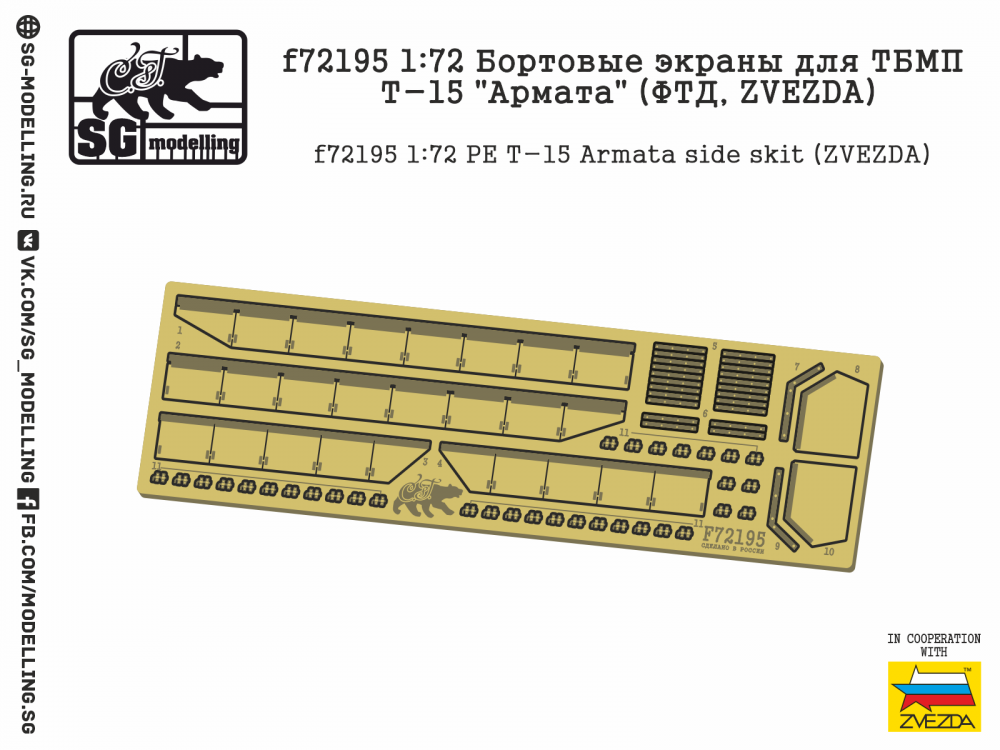 1:72 Фототравление Бортовые экраны для ТБМП Т-15 Армата (Звезда) - F-72195