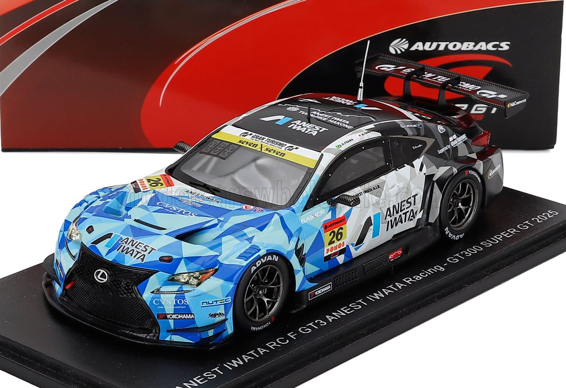 1:43 LEXUS Rc F Gt3 Team Anest Iwata Racing №26 Gt300 Class Super Gt (2025) Igor Fraga - Hironobu Yasuda, Blue White Black - 43SGT25026