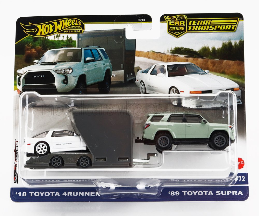 1:64 TOYOTA 4runner (2018) With Trailer + TOYOTA Supra (1989), Green White - FLF56-978D-HRV37