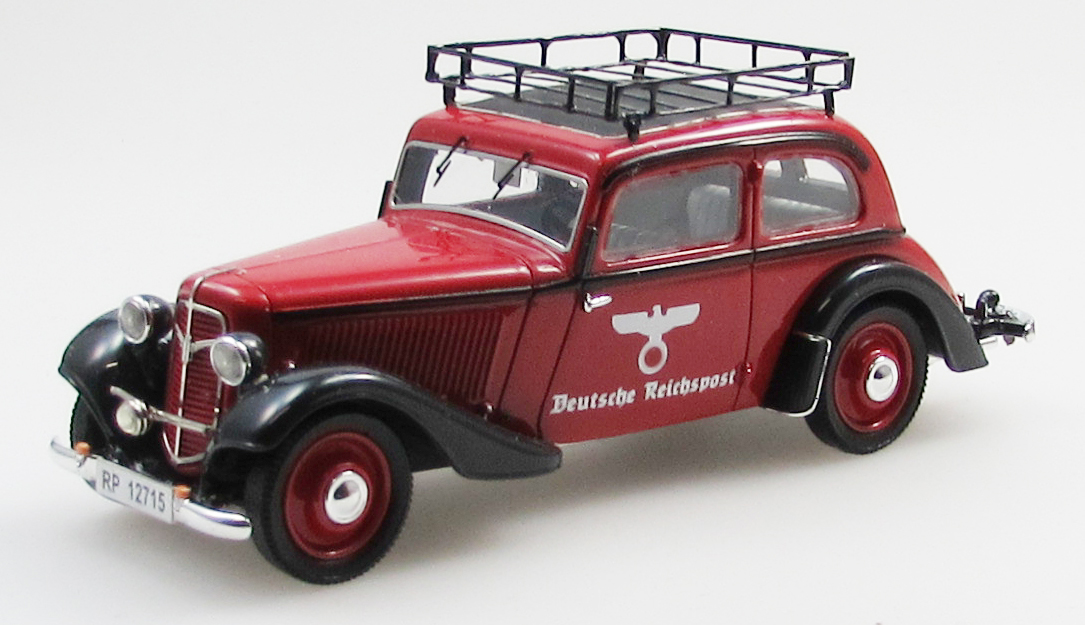 1:43 ADLER Trumpf Junior 2 door sedan Reichpost (1934-41), red/black - EMEU43034G