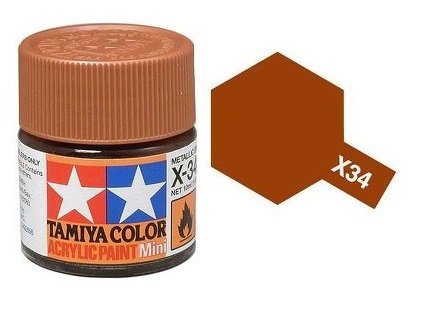 X-34 Metallic Brown (краска акриловая, коричневый металлик глянцевый), 10мл. - 81534