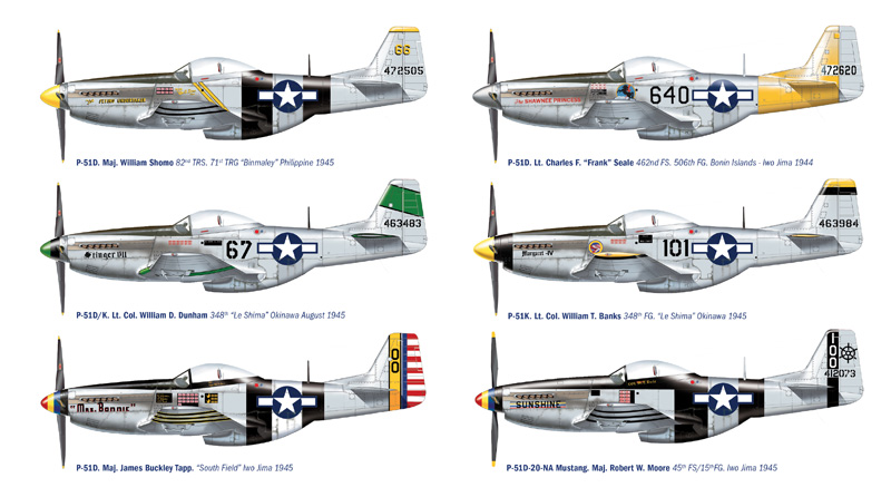1:48 Сборная модель Самолет P-51 D/K Pacific Aces - 2743