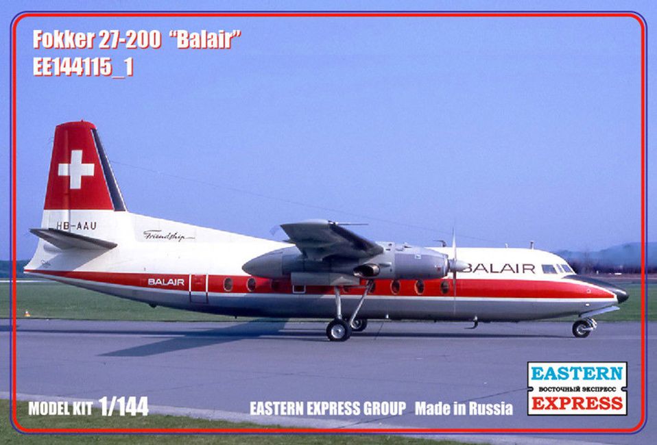 1:144 Сборная модель Пассажирский самолет Fokker F-27-200 (Balair) - 144115-1