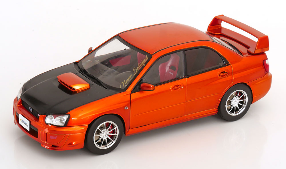 1:18 SUBARU Impreza WRX STI (2003), orange-metallic flat black - S1812304