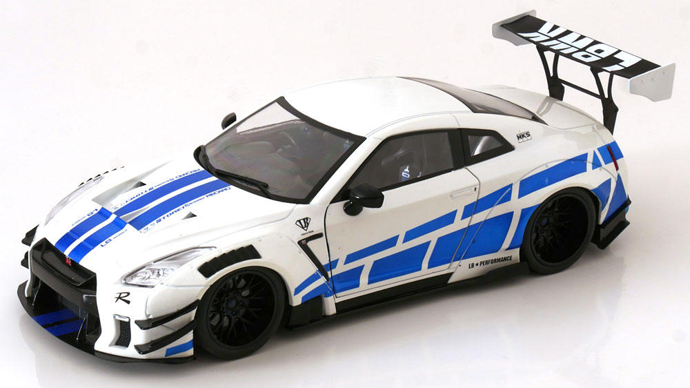 1:18 NISSAN GT-R R35 LBWK Body Kit Type 2 0 (2024), whitemetallic blau metal liv - S1805816