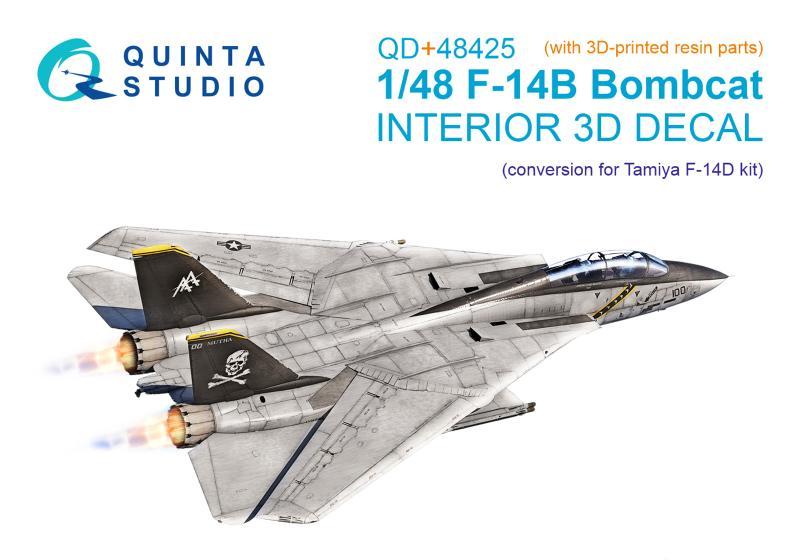 1:48 3D Декаль интерьера кабины F-14B (конверсия для F-14D Tamiya) (с 3D-печатными деталями) - QD+48425