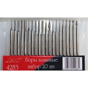 Боры алмазные, набор 20 шт., Lux - 4283