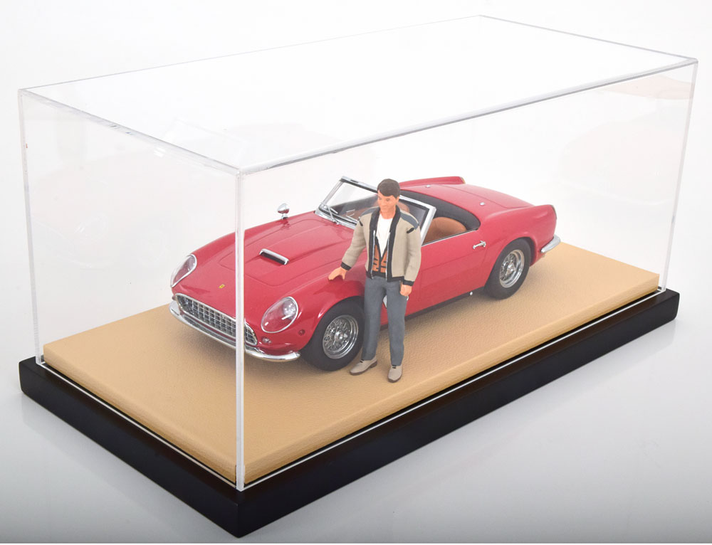 1:18 VITRINE Luxus-Version mit Kunstleder auf MDF-Bodenplatte stackable, Maße: Länge 35,5cm, Tiefe 17cm, Höhe 15,8cm, creme - JC-L18BE