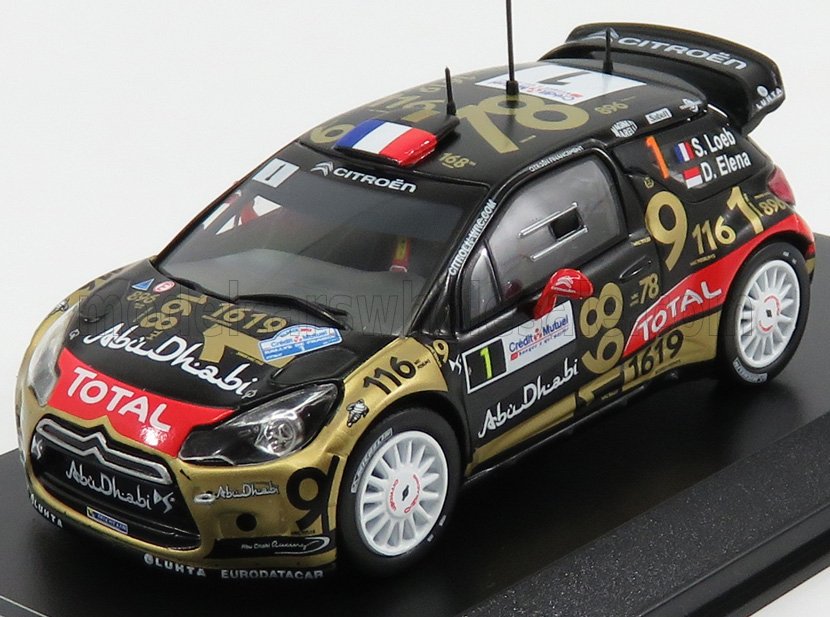 1:43 CITROEN Citroen Ds3 Abu Dhabi Wrc N1 Rally France (2013) S.Loeb - D.Elena, Matt Black Gold Red - DCC14002
