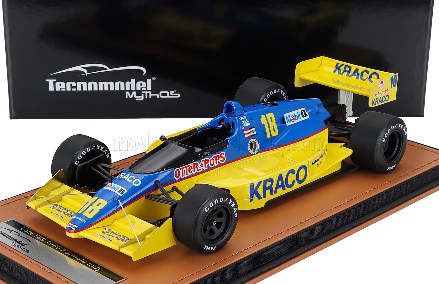 1:18 LOLA T89 Team Kraco Racing №18 Formula Indy Car World Series Season (with Pilot Figure) (1989) Bobby Rahal, Yellow Light Blue - TMD18-428C